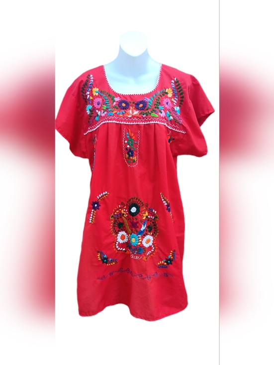 No Brand Dresses & Skirts - Red Embroidered Mexican Dress Size S